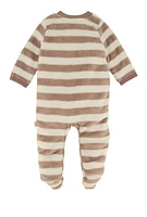 Baby Boys 0-9M Striped Elephant Graphic Footed Jumpsuit, Brown, Size 6-9M