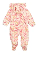 Baby Girls 0-9M Graphic Swirl Print Footed Jumpsuit, Pink, Size 0-3M