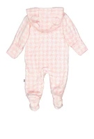 Baby Girls 0-9M Plush Zip Front Bear Graphic Hooded Jumpsuit, Pink, Size 6-9M