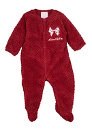 Baby Girls 0-9M Beautiful Bow Graphic Footed Jumpsuit, Burgundy, Size 6-9M