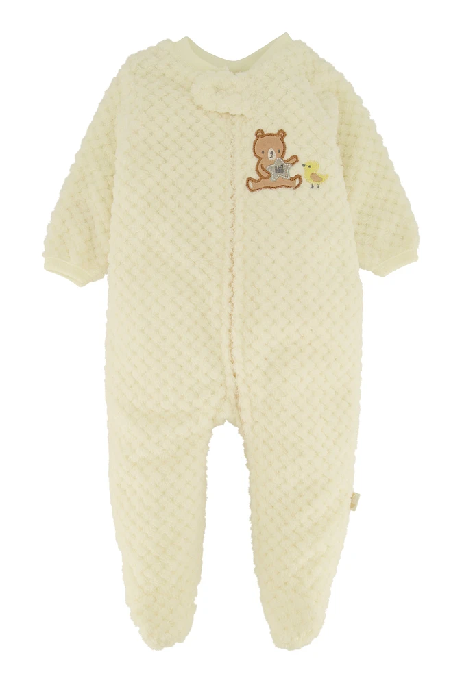 Baby Boys 0-9M Teddy Bear Graphic Footed Jumpsuit, White, Size 6-9M