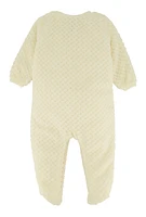 Baby Boys 0-9M Teddy Bear Graphic Footed Jumpsuit, White,