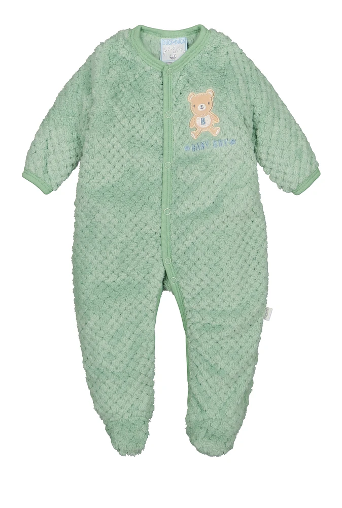 Baby Boys 0-9M Bear Graphic Footed Jumpsuit, Green, Size 3-6M