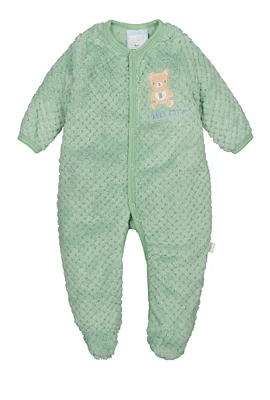 Baby Boys 0-9M Bear Graphic Footed Jumpsuit, Green, Size 0-3M