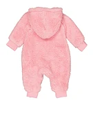 Baby Girls 0-9M Levis Embroidered Zip Front Sherpa Hooded Jumpsuit, Pink, Size 6M