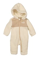 Baby Boys 0-9M Puma Sherpa Hooded Jumpsuit, Beige, Size 0-3M