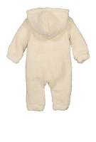 Baby Boys 0-9M Puma Sherpa Hooded Jumpsuit, Beige, Size 0-3M