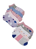 Girls Contrast Striped Socks 10 Pack, Multi