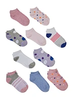 Girls Contrast Striped Socks 10 Pack, Multi