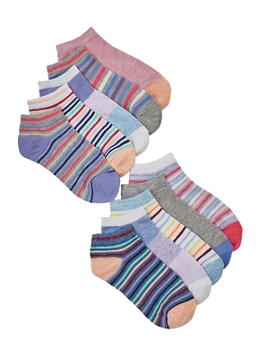 Girls Striped Patterned Socks 10 Pack, Multi