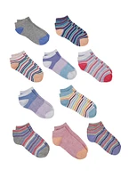 Girls Striped Patterned Socks 10 Pack, Multi