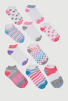 Girls Assorted Pattern Ankle Socks 10 Pack, Multi