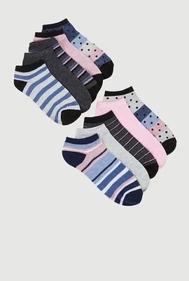 Girls Stripe Pattern Ankle Socks 10 Pack, Multi