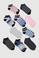 Girls Stripe Pattern Ankle Socks 10 Pack, Multi