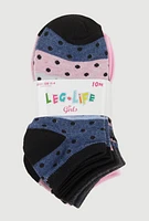 Girls Stripe Pattern Ankle Socks 10 Pack, Multi