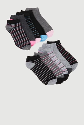 Girls Stripe Pattern Ankle Socks 10 Pack,