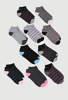 Girls Stripe Pattern Ankle Socks 10 Pack,