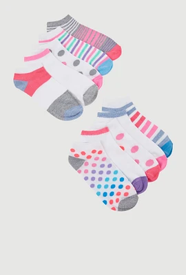 Girls Stripe Pattern Ankle Socks 10 Pack, Multi