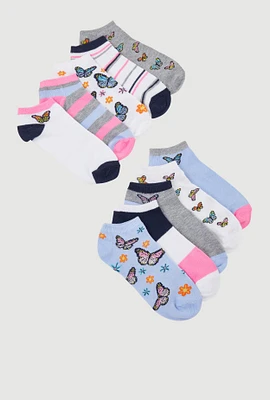 Toddler Girls Printed Pattern Ankle Socks 10 Pack, Multi