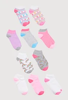 Toddler Girls Printed Pattern Ankle Socks 10 Pack, Multi