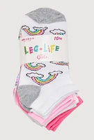Toddler Girls Printed Pattern Ankle Socks 10 Pack, Multi