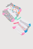 Girls Printed Pattern Ankle Socks 10 Pack, Multi