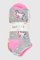 Girls Printed Pattern Ankle Socks 10 Pack, Multi