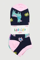 Girls Printed Pattern Ankle Socks 10 Pack, Multi