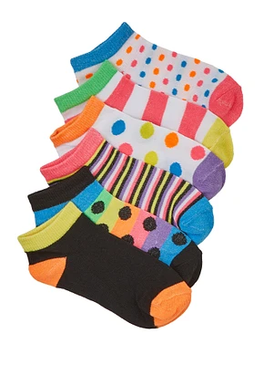 Girls Graphic Print Contrast Socks 6 Pack, Multi