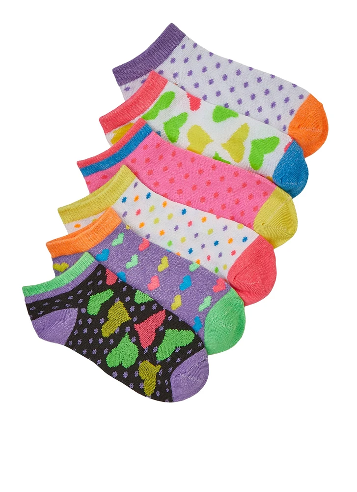 Girls Graphic Print Contrast Socks 6 Pack, Multi