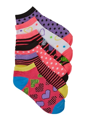 Little Girls 6 Pack Assorted Ankle Socks, Multi