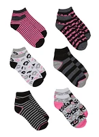Girls 6 Pack Assorted Print Ankle Socks, Multi