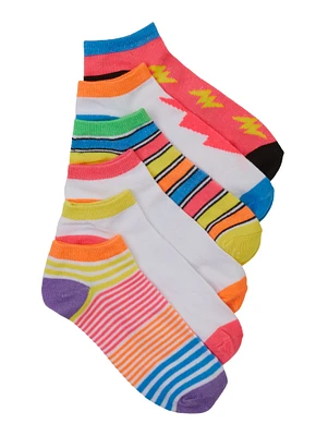 Girls 6 Pack Assorted Print Ankle Socks, Multi