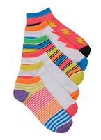 Girls 6 Pack Assorted Print Ankle Socks, Multi