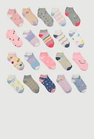 Toddler Girls Assorted Ankle Socks 20 Pack, Multi