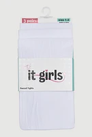 Little Girls Footed Tights 3 Pack Size 1-3, White