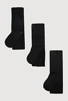 Little Girls Opaque Footed Tights 3 Pack Size 4-6, Black