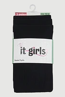 Girls Opaque Footed Tights 3 Pack Size 10-12, Black