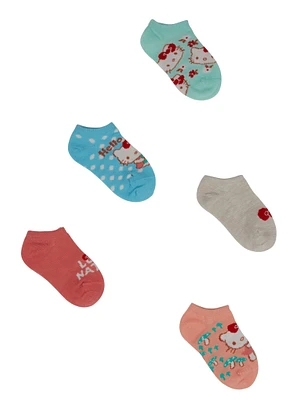 Girls Cat Graphic Print Socks 5 Pack, Multi