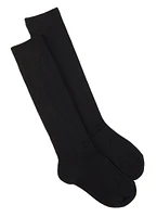 Girls 6-3 Knee High Cable Knit Socks 2 Pack, Black