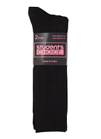 Girls 6-3 Knee High Cable Knit Socks 2 Pack, Black