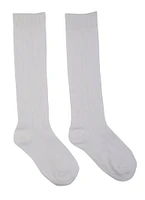 Girls 3-8.5 Cable Knit Knee High Socks 2 Pack, White