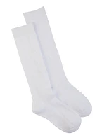 Girls Ribbed Knee High Socks 2 Pack, White