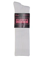 Girls Ribbed Knee High Socks 2 Pack, White
