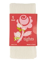 Girls Basic Cable Knit Tights, White