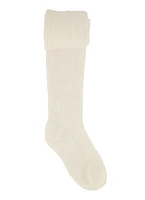 Girls Basic Cable Knit Tights, White