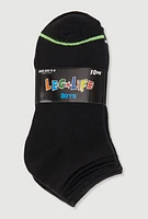 Boys Contrast Trim Low Cut Ankle Socks 10 Pack, Multi