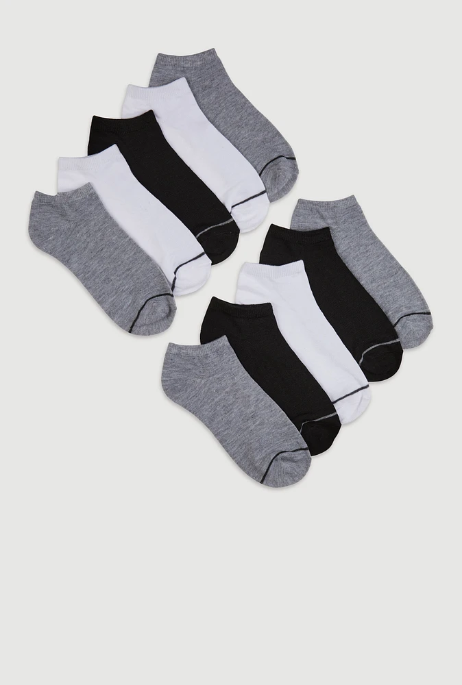 Boys Contrast Trim Ankle Socks 10 Pack,