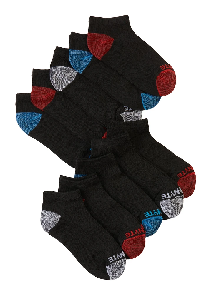 Boys 10 Pack Solid Low Cut Ankle Socks, Black