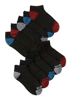 Boys 10 Pack Solid Low Cut Ankle Socks, Black